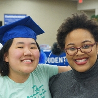 Two friends enjoying GradFest activities